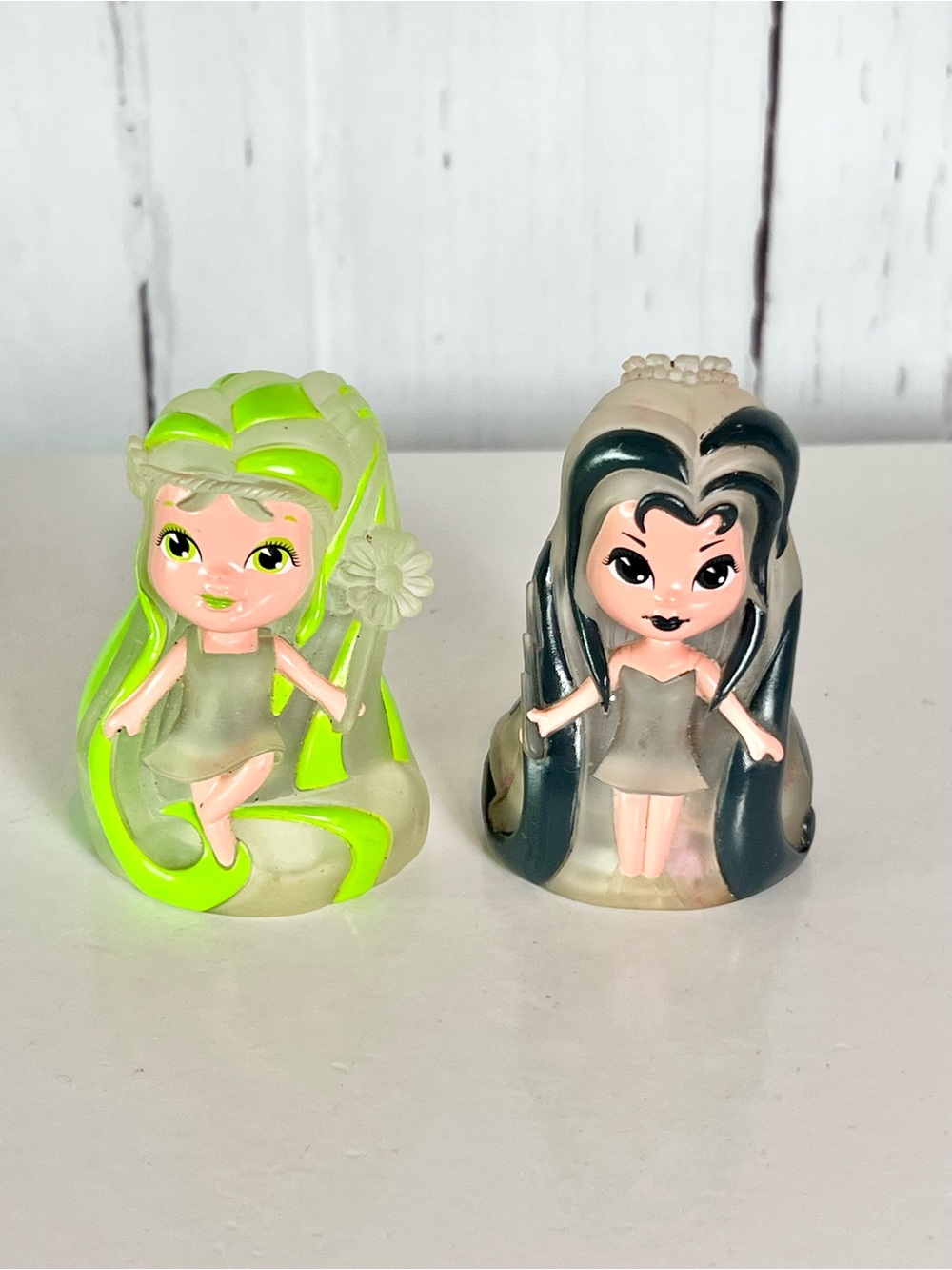 Vintage WowWee Lite Sprites Set: Meadow (Green) & Bleak (Black) Figure, no wands